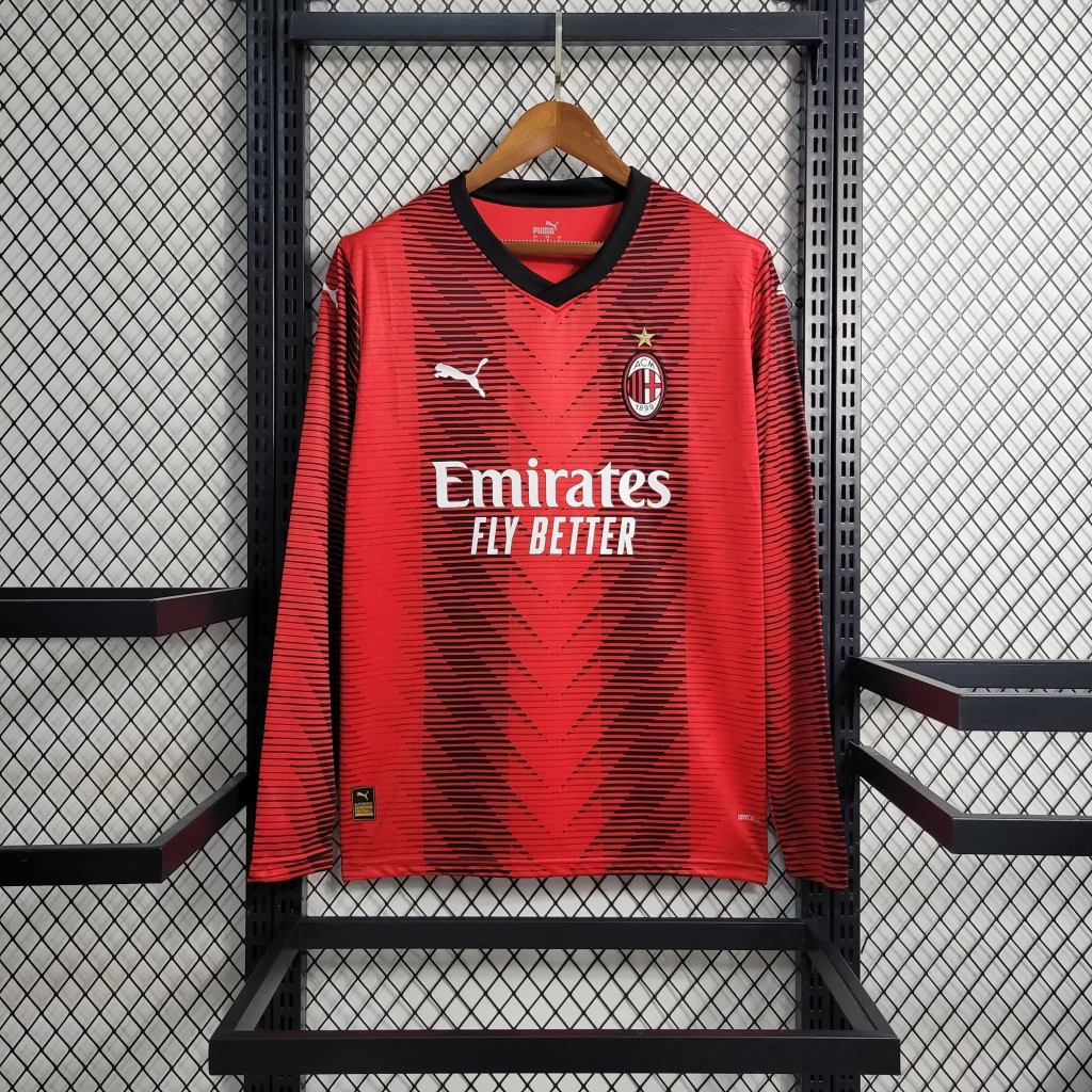 Camisa do Milan Manga Longa 2023-2024 Camisa do Milan Manga Longa 2023-2024