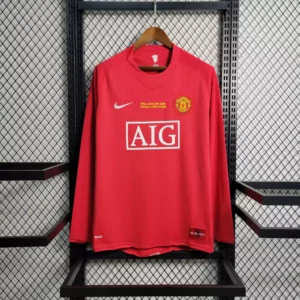 Camisa do Manchester United Retrô Manga Longa 2007-2008