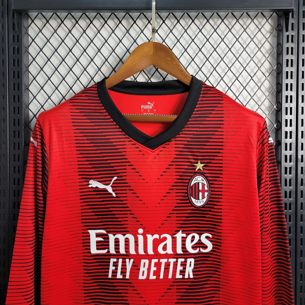 Camisa do Milan Manga Longa 2023-2024 Camisa do Milan Manga Longa 2023-2024