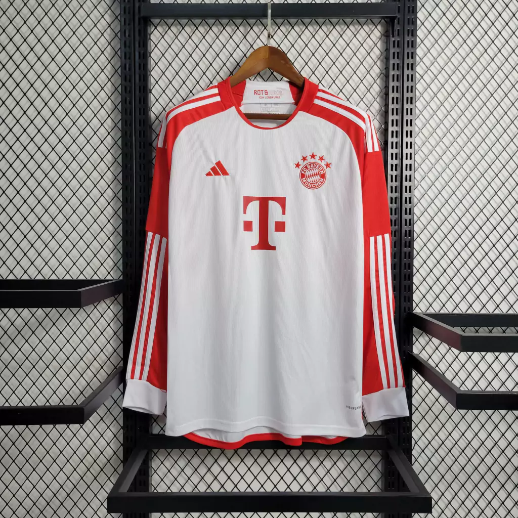 Camisa do Bayern de Munique Manga Longa 2023-2024 Camisa do Bayern de Munique Manga Longa 2023-2024