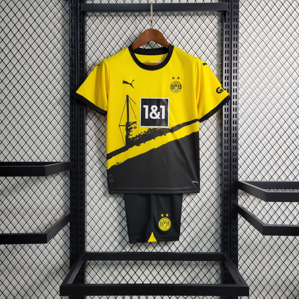 Kit de Uniforme Infantil do Borussia Dortmund I 2023-2024 Kit de Uniforme Infantil do Borussia Dortmund I 2023-2024