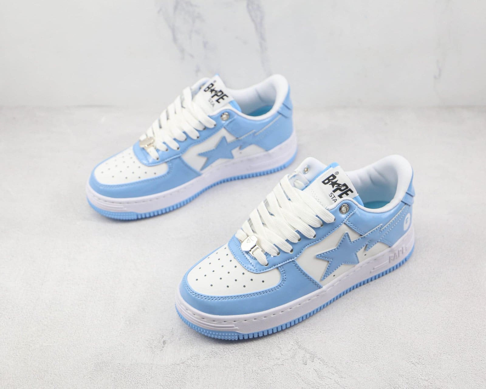 Bape Sta Patent Leather Blue White Bape Sta Patent Leather Blue White