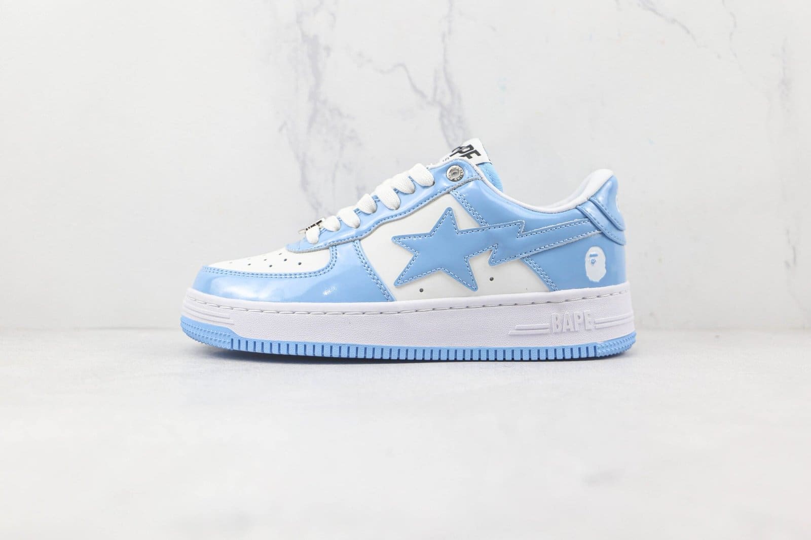 Bape Sta Patent Leather Blue White Bape Sta Patent Leather Blue White