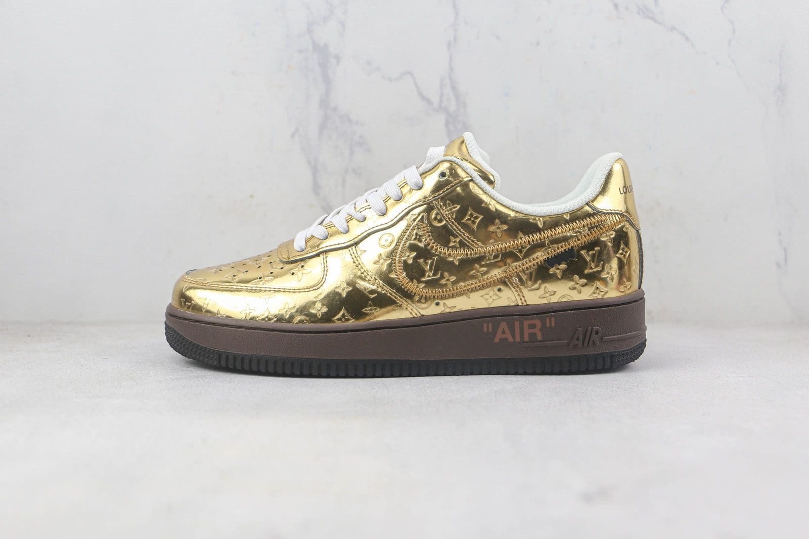 Louis Vuitton Nike Air Force 1 Low By Virgil Abloh Metallic Gold Louis Vuitton Nike Air Force 1 Low By Virgil Abloh Metallic Gold