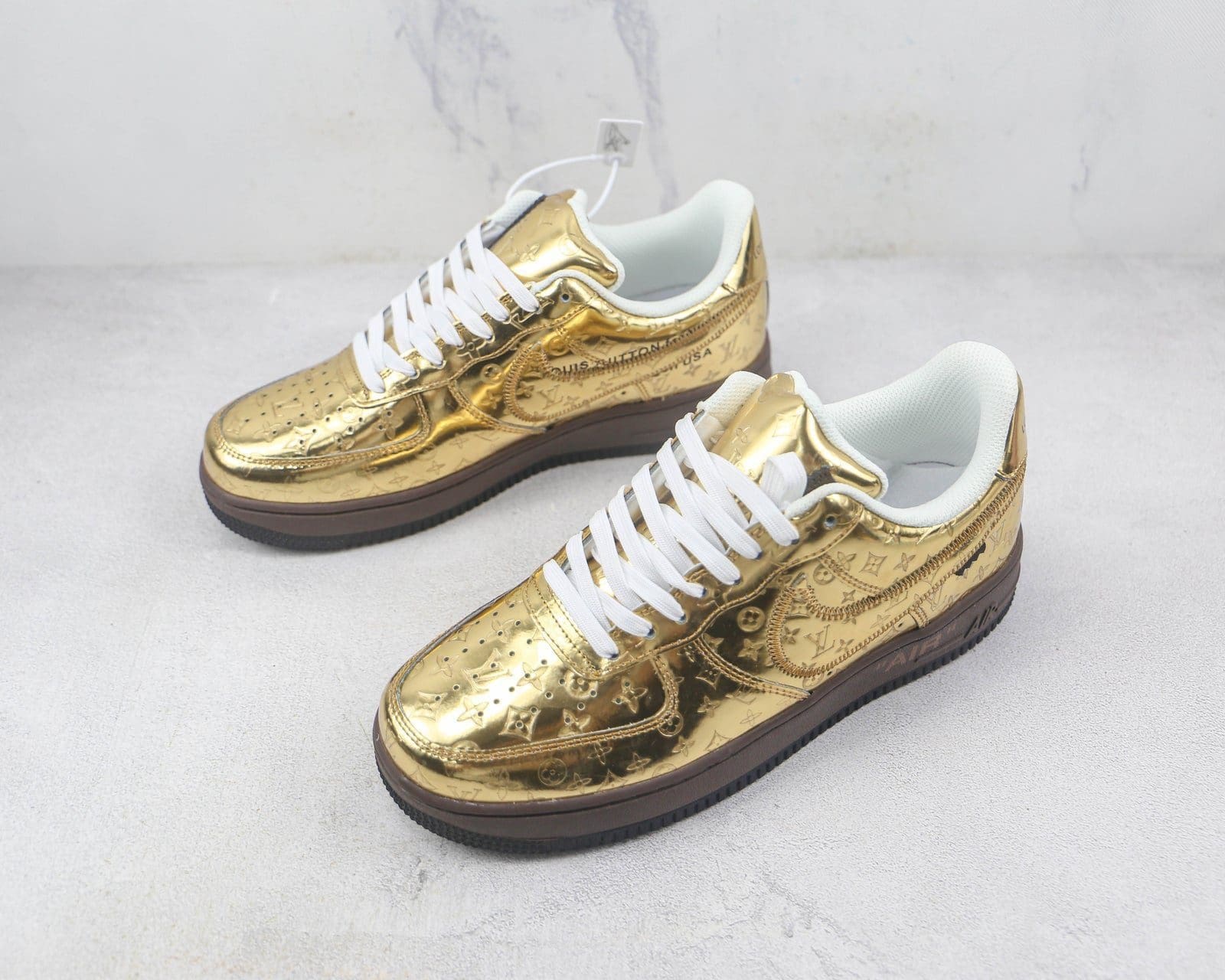 Louis Vuitton Nike Air Force 1 Low By Virgil Abloh Metallic Gold Louis Vuitton Nike Air Force 1 Low By Virgil Abloh Metallic Gold